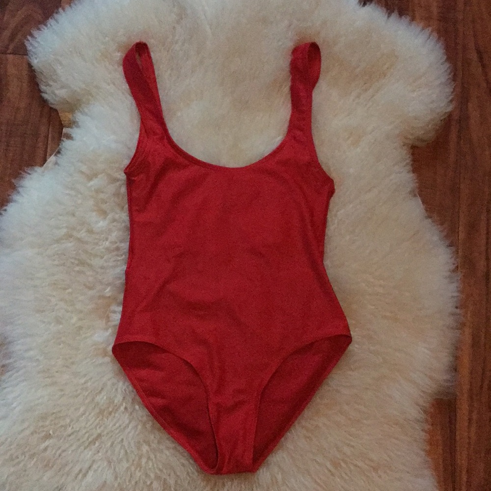 Red cheeky one piece